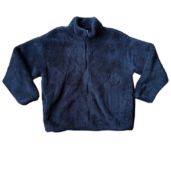 Victoria's Secret Pink Black Sherpa Full Zip Teddy Fleece Jacket Size L Cozy - Picture 2 of 14